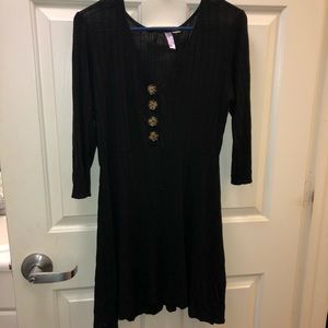 Short black dress with long sleeves